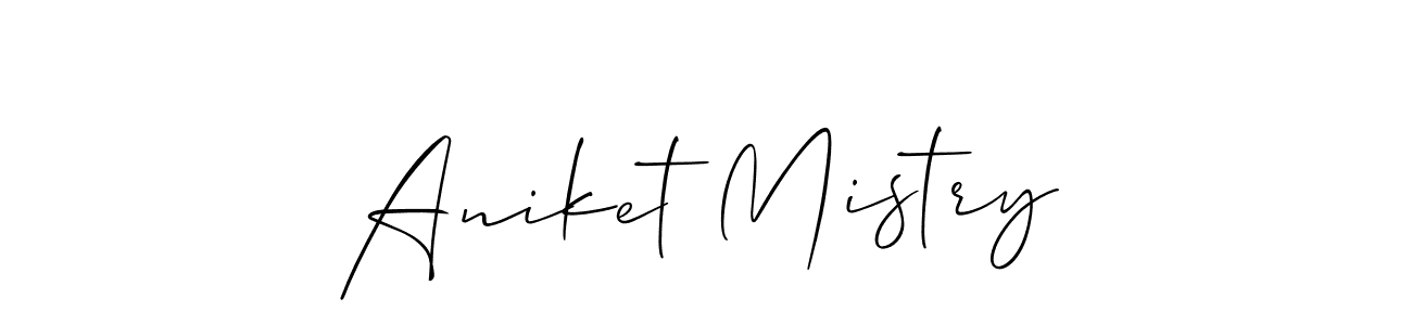 The best way (Allison_Script) to make a short signature is to pick only two or three words in your name. The name Aniket Mistry include a total of six letters. For converting this name. Aniket Mistry signature style 2 images and pictures png