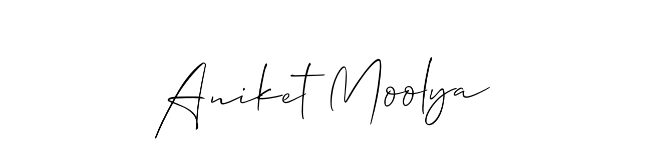 Make a beautiful signature design for name Aniket Moolya. With this signature (Allison_Script) style, you can create a handwritten signature for free. Aniket Moolya signature style 2 images and pictures png