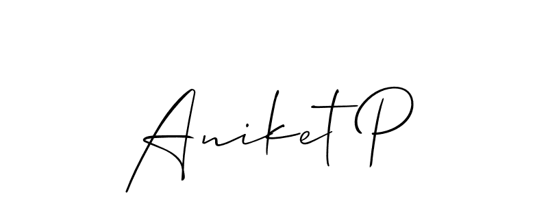 Also we have Aniket P name is the best signature style. Create professional handwritten signature collection using Allison_Script autograph style. Aniket P signature style 2 images and pictures png