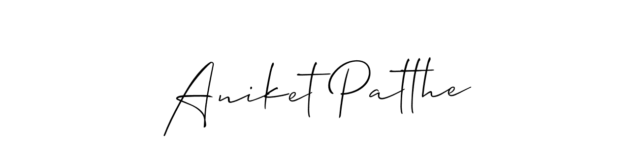 Use a signature maker to create a handwritten signature online. With this signature software, you can design (Allison_Script) your own signature for name Aniket Patthe. Aniket Patthe signature style 2 images and pictures png