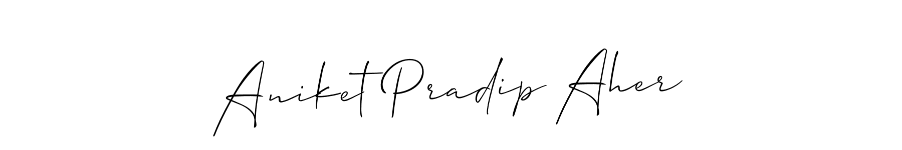 The best way (Allison_Script) to make a short signature is to pick only two or three words in your name. The name Aniket Pradip Aher include a total of six letters. For converting this name. Aniket Pradip Aher signature style 2 images and pictures png