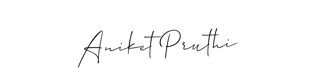 Make a beautiful signature design for name Aniket Pruthi. With this signature (Allison_Script) style, you can create a handwritten signature for free. Aniket Pruthi signature style 2 images and pictures png