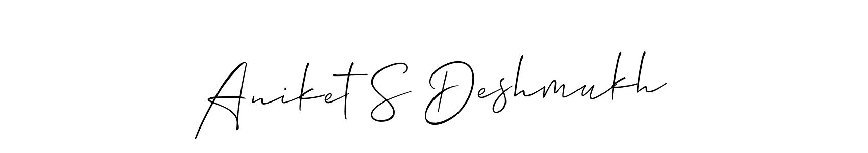 This is the best signature style for the Aniket S Deshmukh name. Also you like these signature font (Allison_Script). Mix name signature. Aniket S Deshmukh signature style 2 images and pictures png