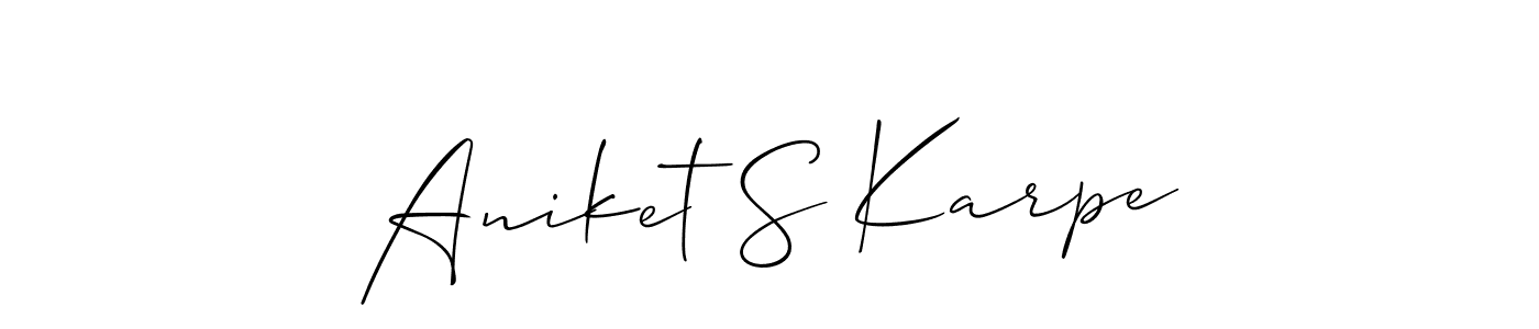 Create a beautiful signature design for name Aniket S Karpe. With this signature (Allison_Script) fonts, you can make a handwritten signature for free. Aniket S Karpe signature style 2 images and pictures png