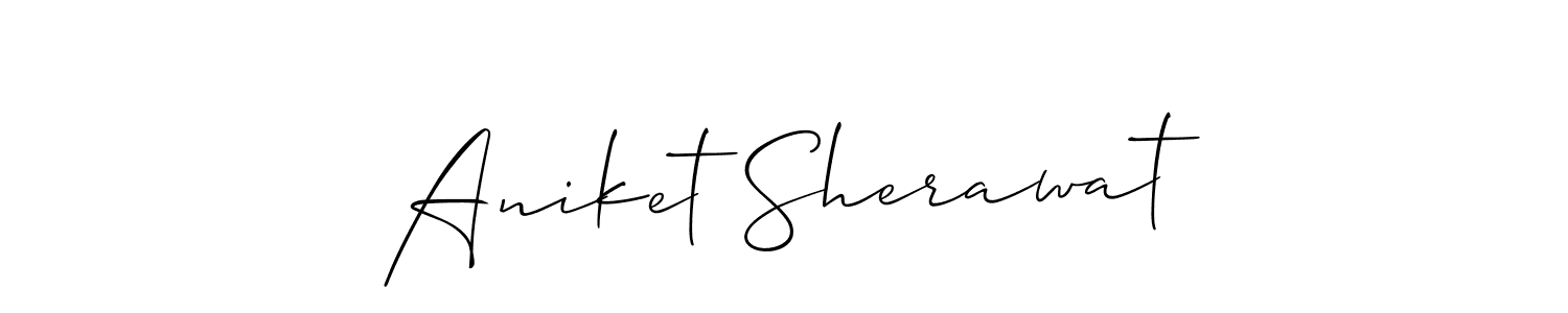 if you are searching for the best signature style for your name Aniket Sherawat. so please give up your signature search. here we have designed multiple signature styles  using Allison_Script. Aniket Sherawat signature style 2 images and pictures png