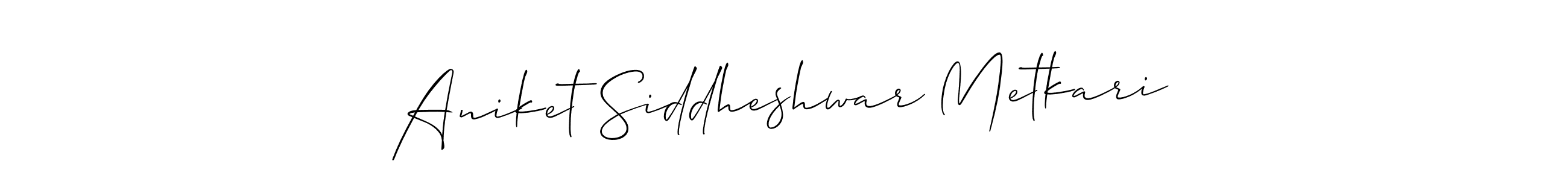 You should practise on your own different ways (Allison_Script) to write your name (Aniket Siddheshwar Metkari) in signature. don't let someone else do it for you. Aniket Siddheshwar Metkari signature style 2 images and pictures png