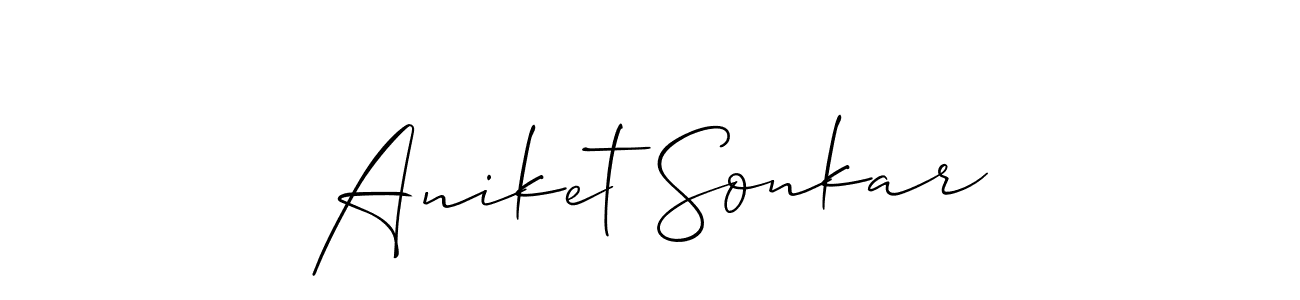 Check out images of Autograph of Aniket Sonkar name. Actor Aniket Sonkar Signature Style. Allison_Script is a professional sign style online. Aniket Sonkar signature style 2 images and pictures png