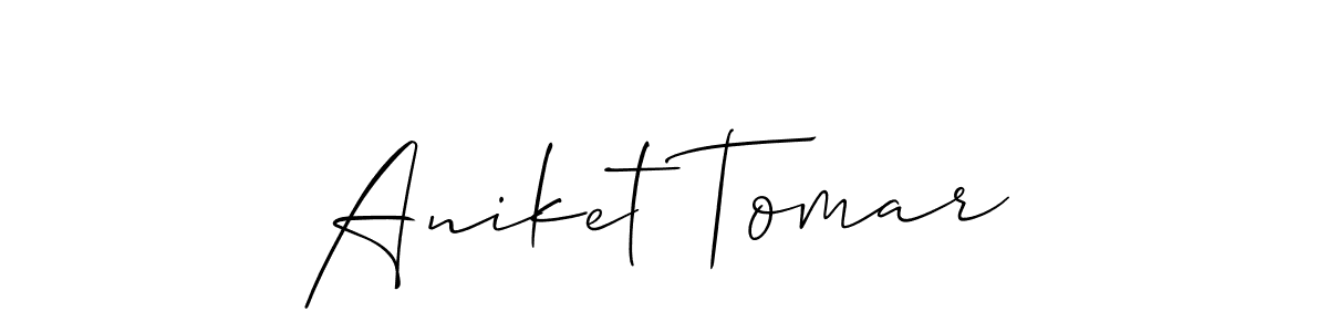 The best way (Allison_Script) to make a short signature is to pick only two or three words in your name. The name Aniket Tomar include a total of six letters. For converting this name. Aniket Tomar signature style 2 images and pictures png