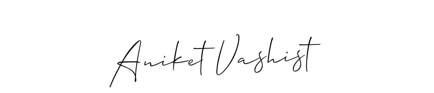 You should practise on your own different ways (Allison_Script) to write your name (Aniket Vashist) in signature. don't let someone else do it for you. Aniket Vashist signature style 2 images and pictures png