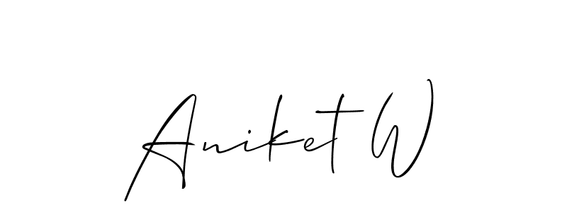 Also You can easily find your signature by using the search form. We will create Aniket W name handwritten signature images for you free of cost using Allison_Script sign style. Aniket W signature style 2 images and pictures png