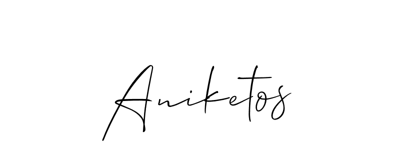 The best way (Allison_Script) to make a short signature is to pick only two or three words in your name. The name Aniketos include a total of six letters. For converting this name. Aniketos signature style 2 images and pictures png