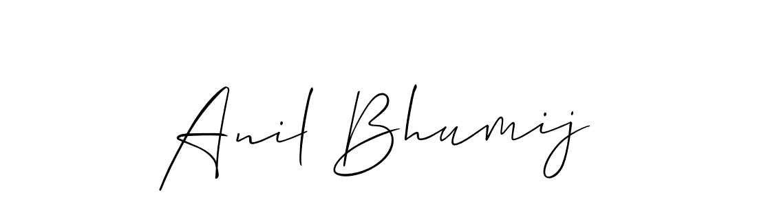 Make a beautiful signature design for name Anil Bhumij. With this signature (Allison_Script) style, you can create a handwritten signature for free. Anil Bhumij signature style 2 images and pictures png