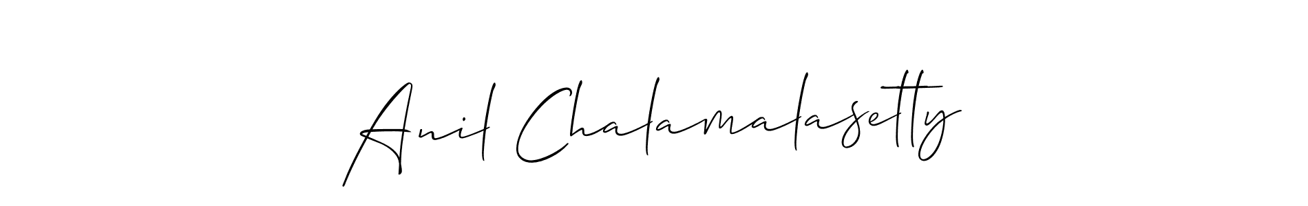 How to make Anil Chalamalasetty name signature. Use Allison_Script style for creating short signs online. This is the latest handwritten sign. Anil Chalamalasetty signature style 2 images and pictures png