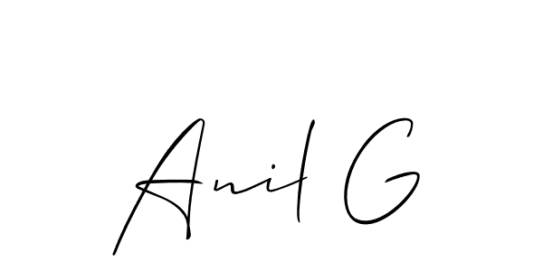 Use a signature maker to create a handwritten signature online. With this signature software, you can design (Allison_Script) your own signature for name Anil G. Anil G signature style 2 images and pictures png