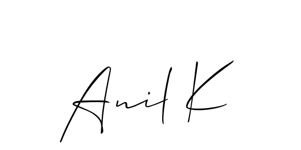 The best way (Allison_Script) to make a short signature is to pick only two or three words in your name. The name Anil K include a total of six letters. For converting this name. Anil K signature style 2 images and pictures png