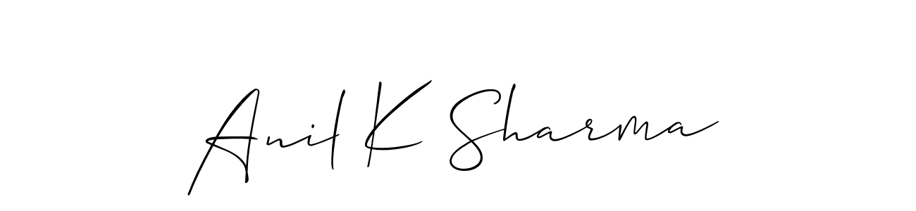 The best way (Allison_Script) to make a short signature is to pick only two or three words in your name. The name Anil K Sharma include a total of six letters. For converting this name. Anil K Sharma signature style 2 images and pictures png