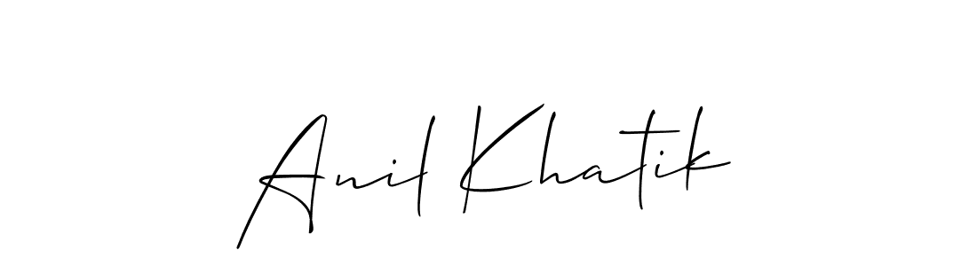 The best way (Allison_Script) to make a short signature is to pick only two or three words in your name. The name Anil Khatik include a total of six letters. For converting this name. Anil Khatik signature style 2 images and pictures png