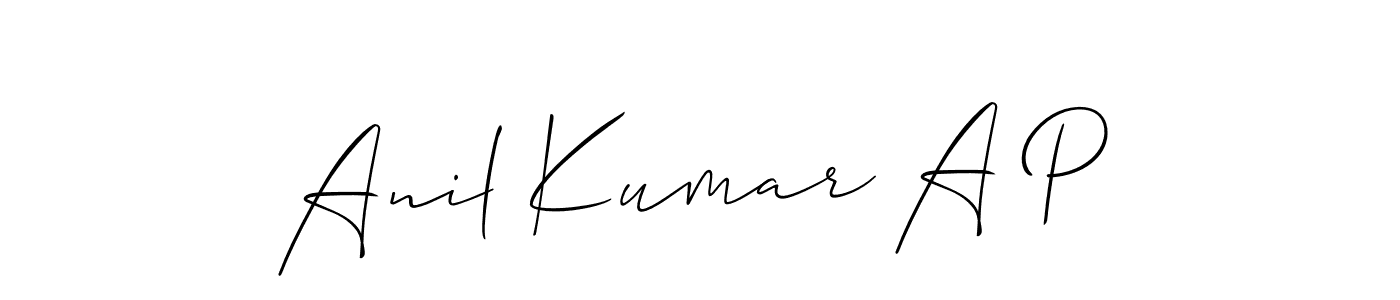 Create a beautiful signature design for name Anil Kumar A P. With this signature (Allison_Script) fonts, you can make a handwritten signature for free. Anil Kumar A P signature style 2 images and pictures png