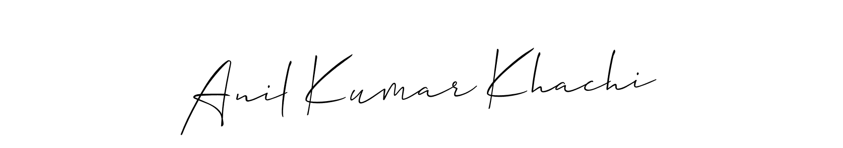 The best way (Allison_Script) to make a short signature is to pick only two or three words in your name. The name Anil Kumar Khachi include a total of six letters. For converting this name. Anil Kumar Khachi signature style 2 images and pictures png