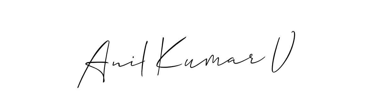 You should practise on your own different ways (Allison_Script) to write your name (Anil Kumar V) in signature. don't let someone else do it for you. Anil Kumar V signature style 2 images and pictures png