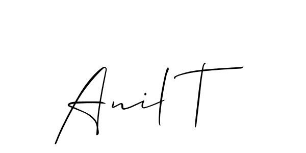 How to make Anil T name signature. Use Allison_Script style for creating short signs online. This is the latest handwritten sign. Anil T signature style 2 images and pictures png