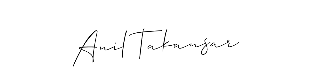 The best way (Allison_Script) to make a short signature is to pick only two or three words in your name. The name Anil Takansar include a total of six letters. For converting this name. Anil Takansar signature style 2 images and pictures png