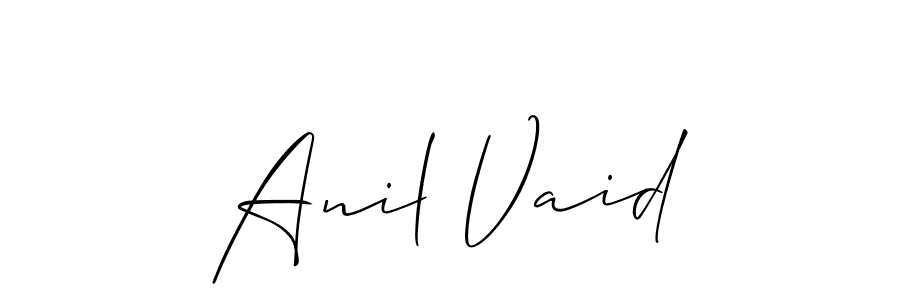 Make a short Anil Vaid signature style. Manage your documents anywhere anytime using Allison_Script. Create and add eSignatures, submit forms, share and send files easily. Anil Vaid signature style 2 images and pictures png