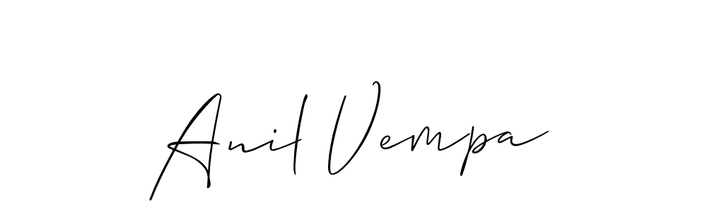 Anil Vempa stylish signature style. Best Handwritten Sign (Allison_Script) for my name. Handwritten Signature Collection Ideas for my name Anil Vempa. Anil Vempa signature style 2 images and pictures png