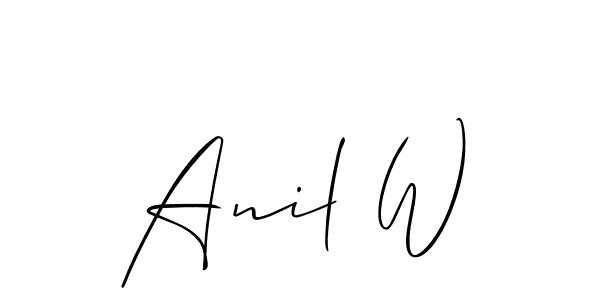 The best way (Allison_Script) to make a short signature is to pick only two or three words in your name. The name Anil W include a total of six letters. For converting this name. Anil W signature style 2 images and pictures png