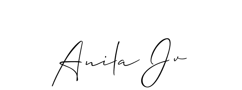 The best way (Allison_Script) to make a short signature is to pick only two or three words in your name. The name Anila Jv include a total of six letters. For converting this name. Anila Jv signature style 2 images and pictures png