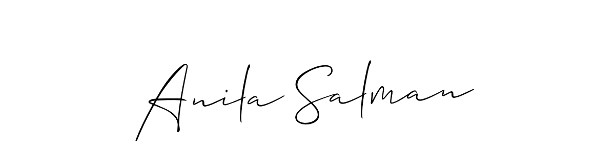 Anila Salman stylish signature style. Best Handwritten Sign (Allison_Script) for my name. Handwritten Signature Collection Ideas for my name Anila Salman. Anila Salman signature style 2 images and pictures png