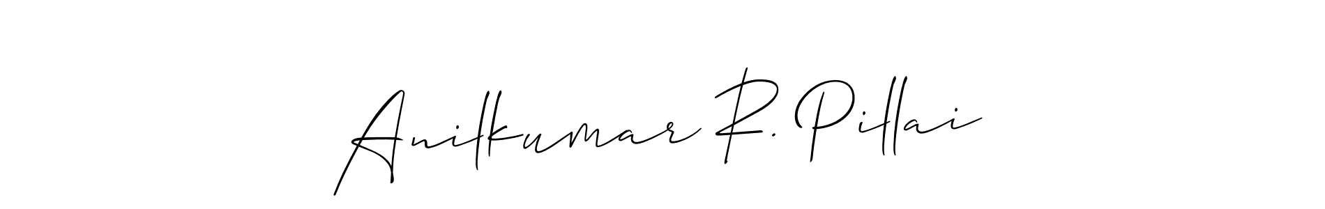 Also You can easily find your signature by using the search form. We will create Anilkumar R. Pillai name handwritten signature images for you free of cost using Allison_Script sign style. Anilkumar R. Pillai signature style 2 images and pictures png