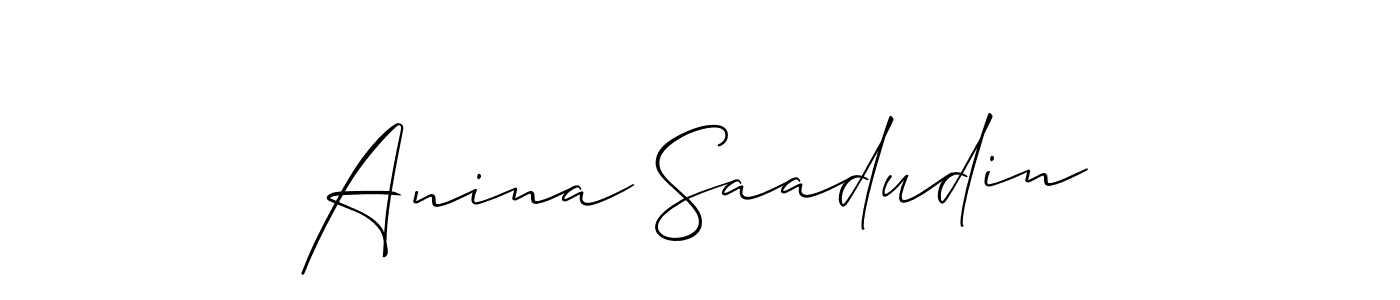 Use a signature maker to create a handwritten signature online. With this signature software, you can design (Allison_Script) your own signature for name Anina Saadudin. Anina Saadudin signature style 2 images and pictures png