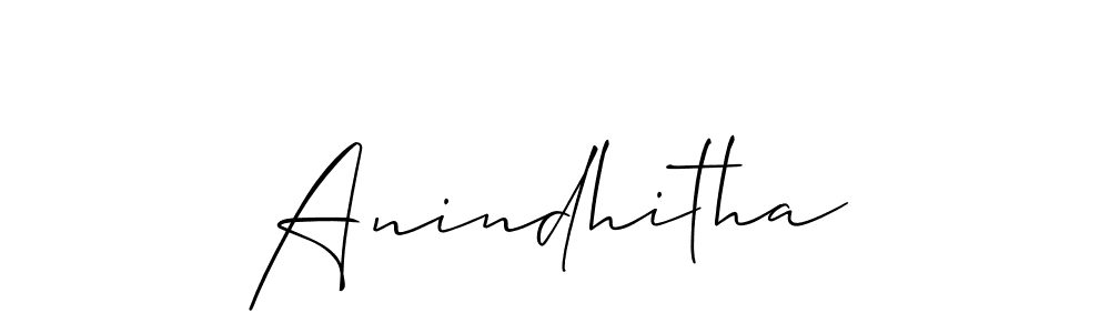 The best way (Allison_Script) to make a short signature is to pick only two or three words in your name. The name Anindhitha include a total of six letters. For converting this name. Anindhitha signature style 2 images and pictures png