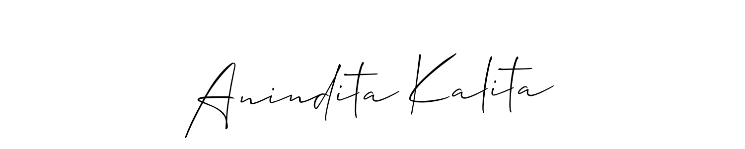 Allison_Script is a professional signature style that is perfect for those who want to add a touch of class to their signature. It is also a great choice for those who want to make their signature more unique. Get Anindita Kalita name to fancy signature for free. Anindita Kalita signature style 2 images and pictures png