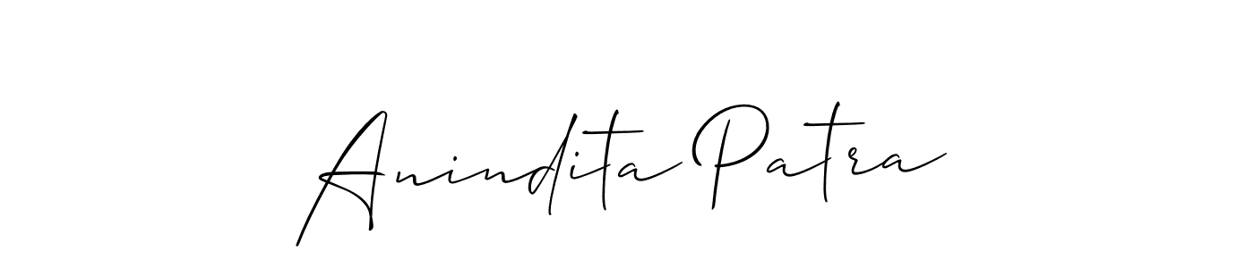 Allison_Script is a professional signature style that is perfect for those who want to add a touch of class to their signature. It is also a great choice for those who want to make their signature more unique. Get Anindita Patra name to fancy signature for free. Anindita Patra signature style 2 images and pictures png