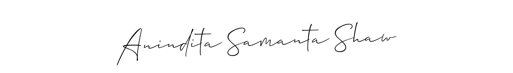 It looks lik you need a new signature style for name Anindita Samanta Shaw. Design unique handwritten (Allison_Script) signature with our free signature maker in just a few clicks. Anindita Samanta Shaw signature style 2 images and pictures png