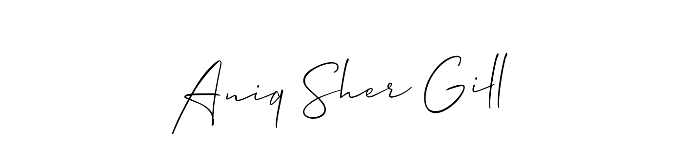 How to Draw Aniq Sher Gill signature style? Allison_Script is a latest design signature styles for name Aniq Sher Gill. Aniq Sher Gill signature style 2 images and pictures png