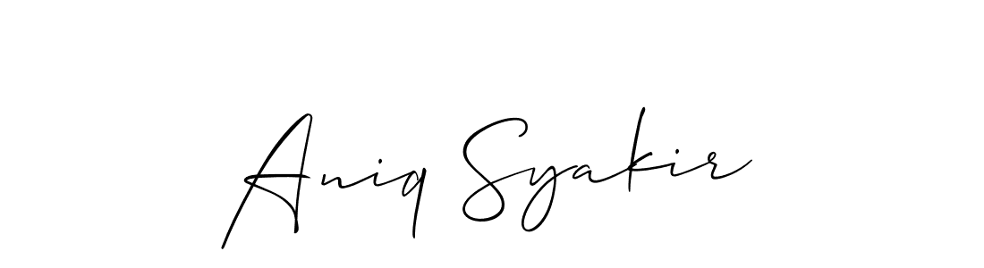 Make a short Aniq Syakir signature style. Manage your documents anywhere anytime using Allison_Script. Create and add eSignatures, submit forms, share and send files easily. Aniq Syakir signature style 2 images and pictures png