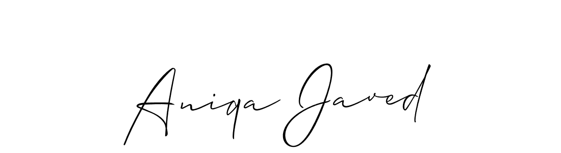 Create a beautiful signature design for name Aniqa Javed. With this signature (Allison_Script) fonts, you can make a handwritten signature for free. Aniqa Javed signature style 2 images and pictures png