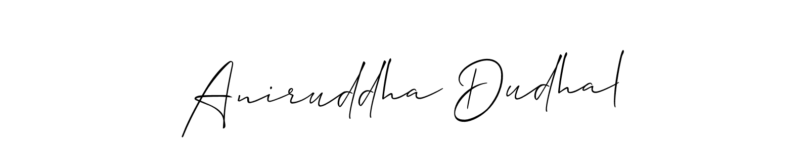 Allison_Script is a professional signature style that is perfect for those who want to add a touch of class to their signature. It is also a great choice for those who want to make their signature more unique. Get Aniruddha Dudhal name to fancy signature for free. Aniruddha Dudhal signature style 2 images and pictures png