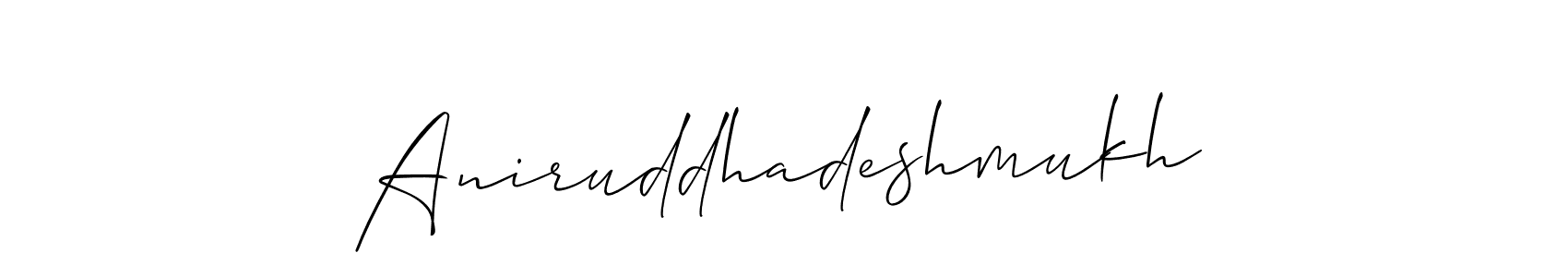 How to make Aniruddhadeshmukh signature? Allison_Script is a professional autograph style. Create handwritten signature for Aniruddhadeshmukh name. Aniruddhadeshmukh signature style 2 images and pictures png