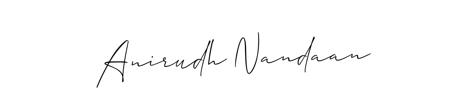 How to make Anirudh Nandaan name signature. Use Allison_Script style for creating short signs online. This is the latest handwritten sign. Anirudh Nandaan signature style 2 images and pictures png