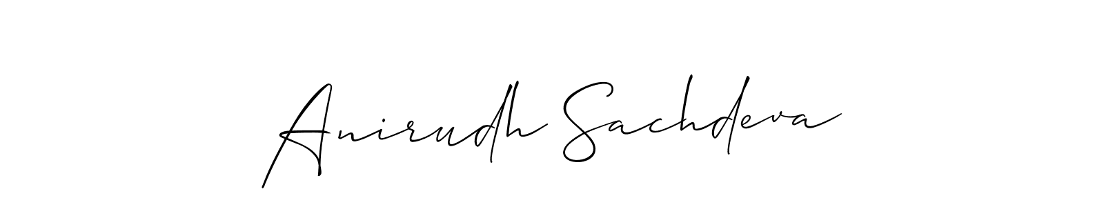 The best way (Allison_Script) to make a short signature is to pick only two or three words in your name. The name Anirudh Sachdeva include a total of six letters. For converting this name. Anirudh Sachdeva signature style 2 images and pictures png