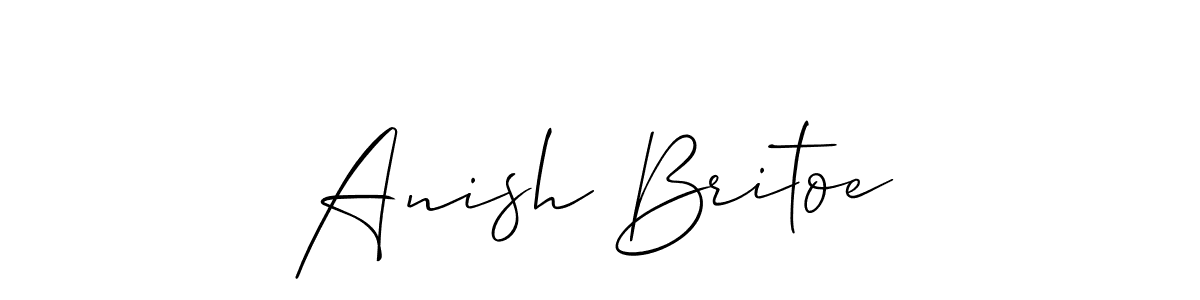 The best way (Allison_Script) to make a short signature is to pick only two or three words in your name. The name Anish Britoe include a total of six letters. For converting this name. Anish Britoe signature style 2 images and pictures png