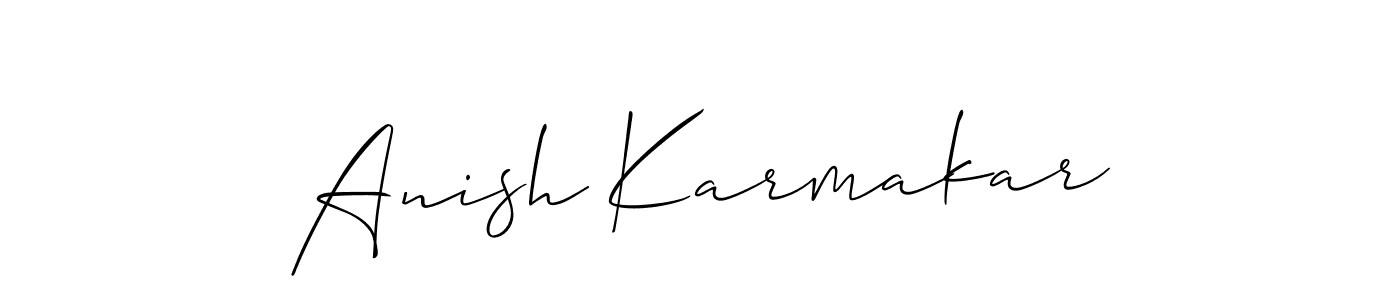 Allison_Script is a professional signature style that is perfect for those who want to add a touch of class to their signature. It is also a great choice for those who want to make their signature more unique. Get Anish Karmakar name to fancy signature for free. Anish Karmakar signature style 2 images and pictures png