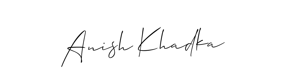 Also we have Anish Khadka name is the best signature style. Create professional handwritten signature collection using Allison_Script autograph style. Anish Khadka signature style 2 images and pictures png
