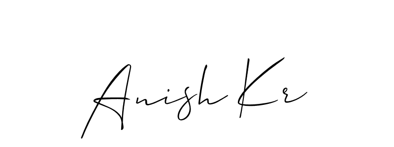 if you are searching for the best signature style for your name Anish Kr. so please give up your signature search. here we have designed multiple signature styles  using Allison_Script. Anish Kr signature style 2 images and pictures png