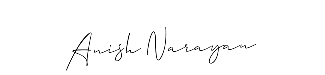 Make a short Anish Narayan signature style. Manage your documents anywhere anytime using Allison_Script. Create and add eSignatures, submit forms, share and send files easily. Anish Narayan signature style 2 images and pictures png