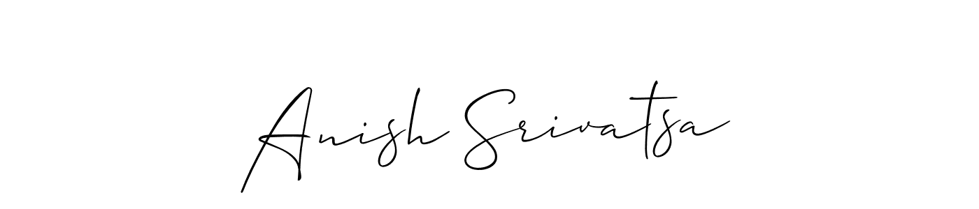 Allison_Script is a professional signature style that is perfect for those who want to add a touch of class to their signature. It is also a great choice for those who want to make their signature more unique. Get Anish Srivatsa name to fancy signature for free. Anish Srivatsa signature style 2 images and pictures png